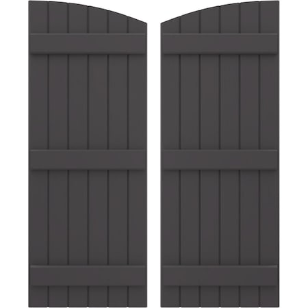 Ekena Millwork Americraft 6-Board (3 Batten) Wood Joined Board-n-Batten Shutters w/Ellipt Top, ARW401BE621X41SMH, PR ARW401BE621X41SMH
